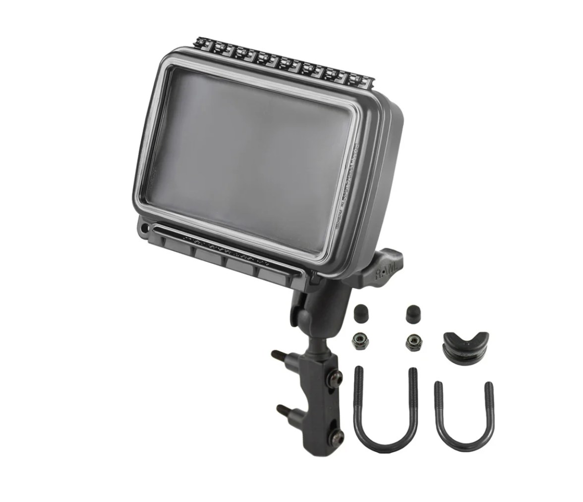 RAM Aqua Box con soporte para depósito de freno/embrague para dispositivos media