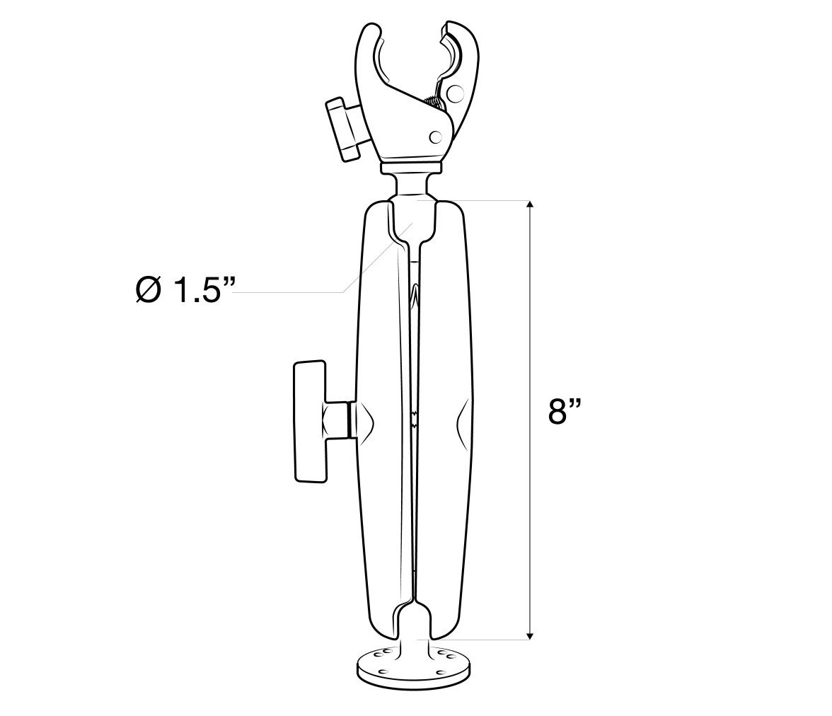 RAM Soporte de Estabilización para Motor de Caza - Tough-Claw .625" - Brazo Larg