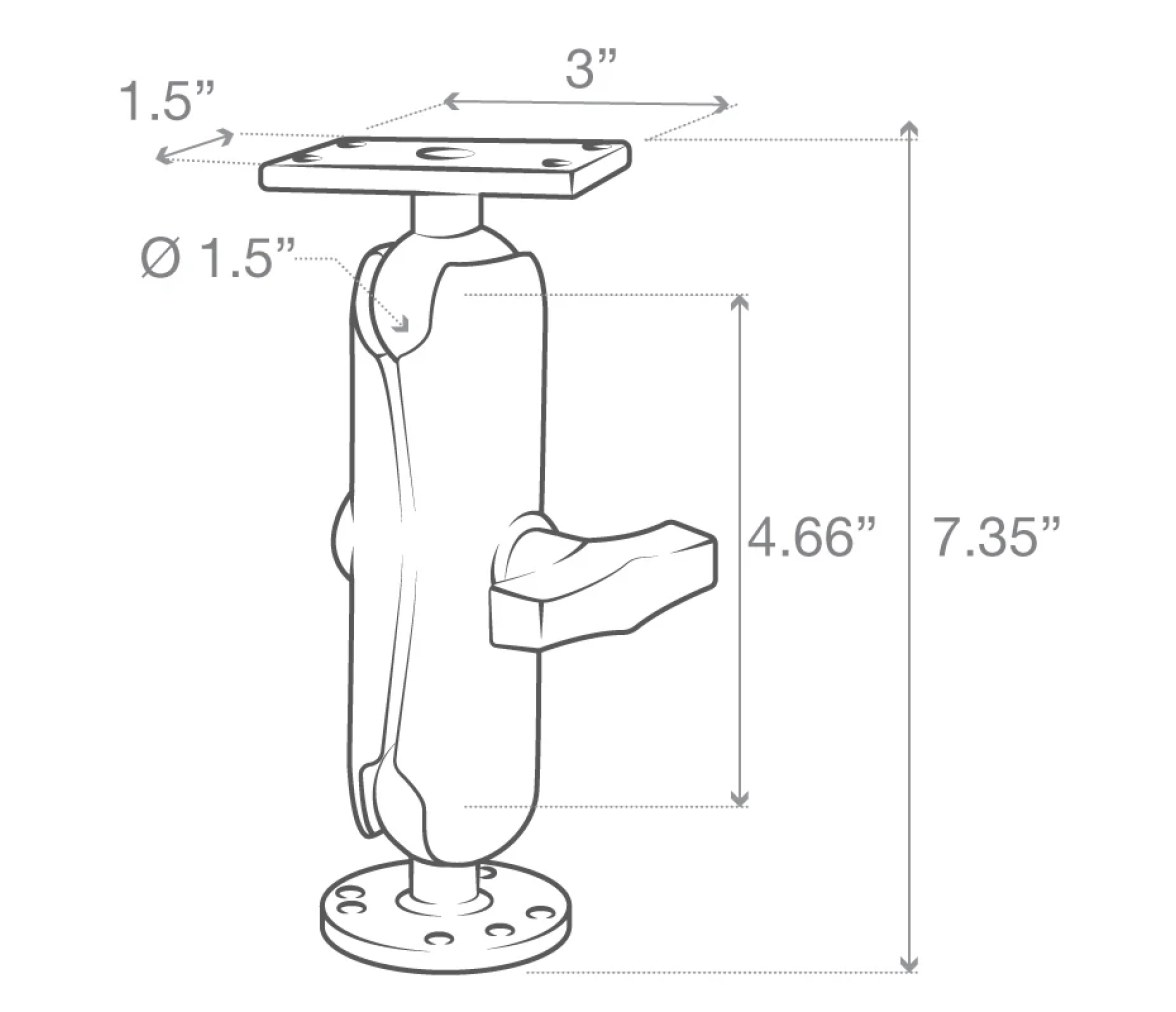 RAM-Soporte de Montaje de Doble Bola para Humminbird Helix 5 - Mediano