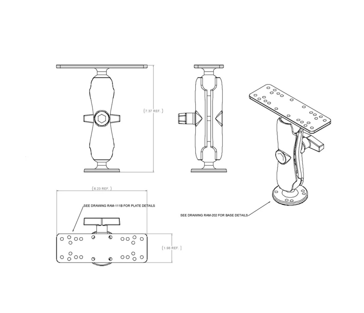 RAM Soporte para Electrónica Marina de Atornillar