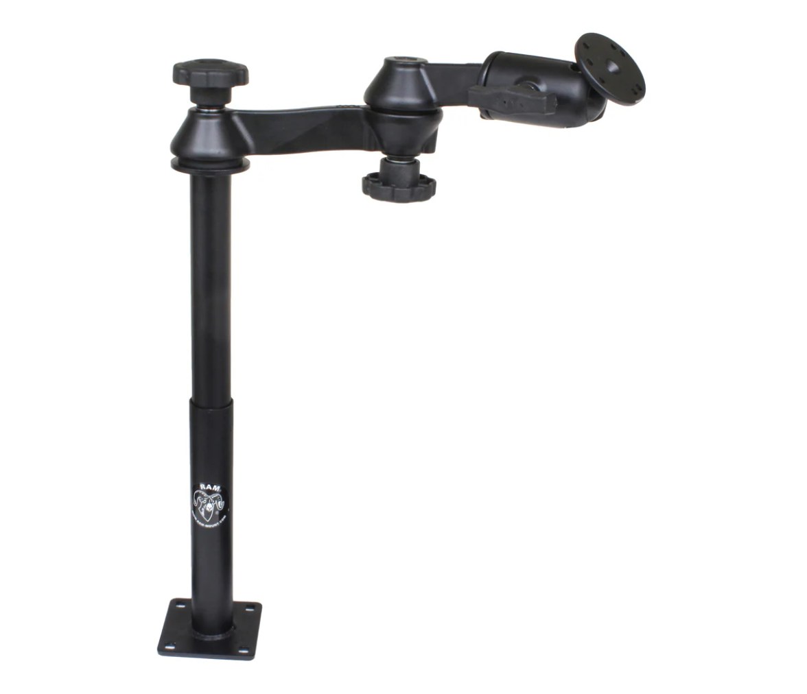 RAM Tele-Pole con 12" y 9" Poles, Brazos de Doble Oscilación y Placa Redonda