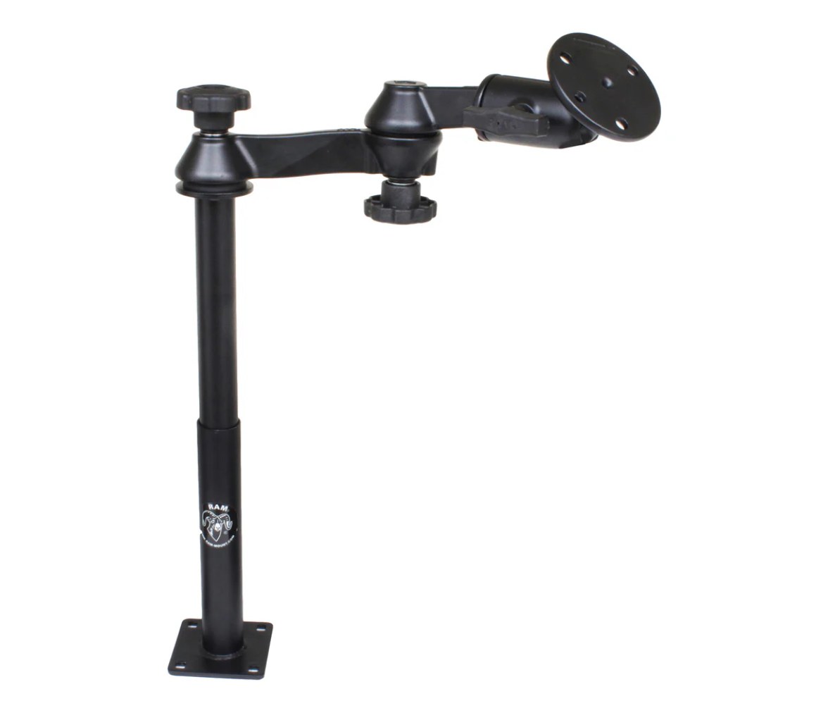 RAM Tele-Pole con 12" y 9" Poles, Brazos Oscilantes y Placa Redonda Grande