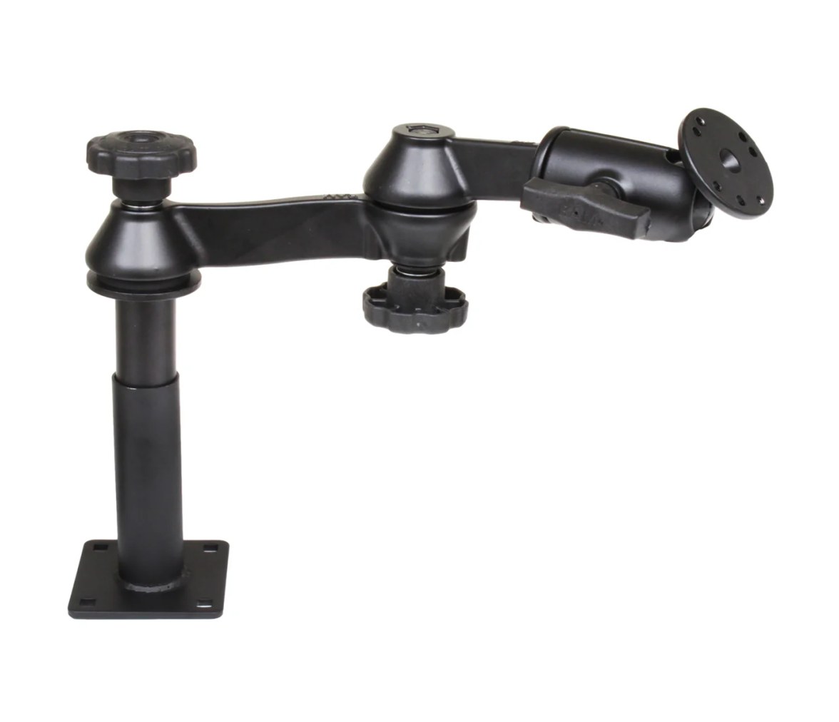 RAM Tele-Pole con 4" y 5" Poles, Brazos de Doble Oscilación y Placa Redonda