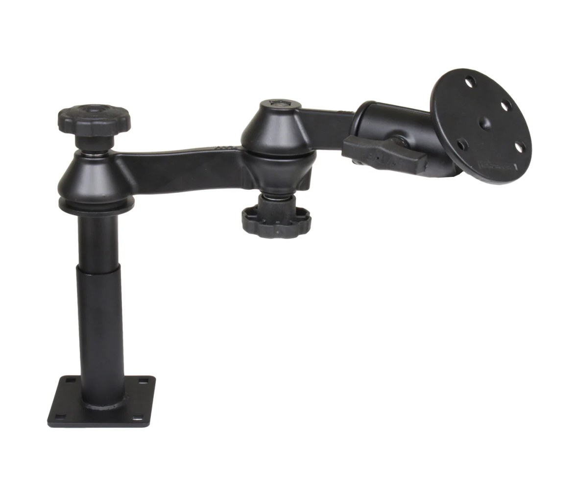 RAM Tele-Pole con 4" y 5" Poles, Brazos Oscilantes y Placa Redonda Grande