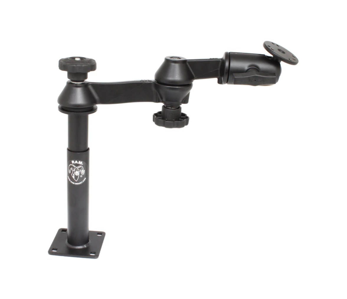 RAM Tele-Pole con 4" y 7" Poles, Brazos de Doble Oscilación y Placa Redonda