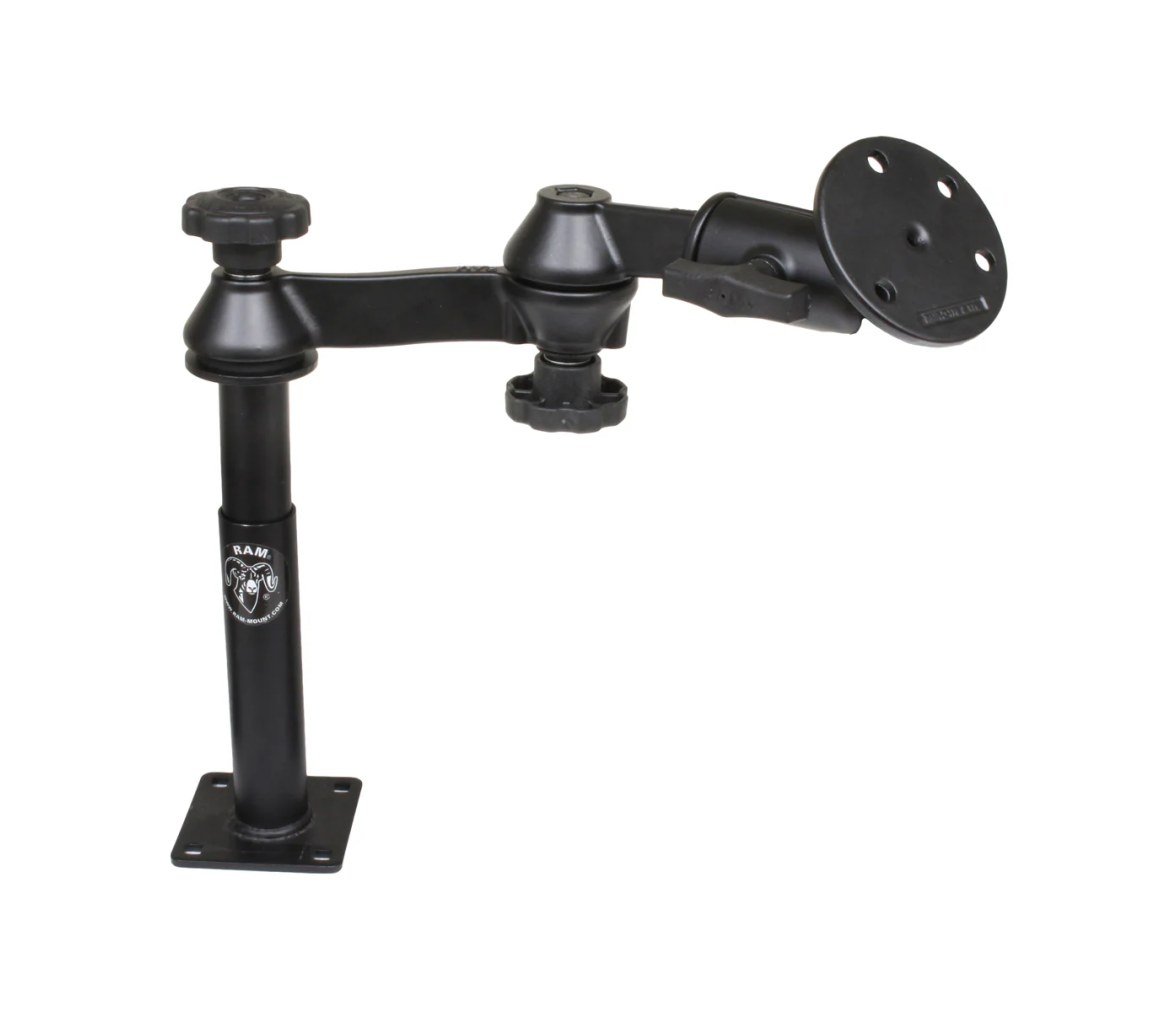 RAM Tele-Pole con 4" y 7" Poles, Brazos Oscilantes y Placa Redonda Grande