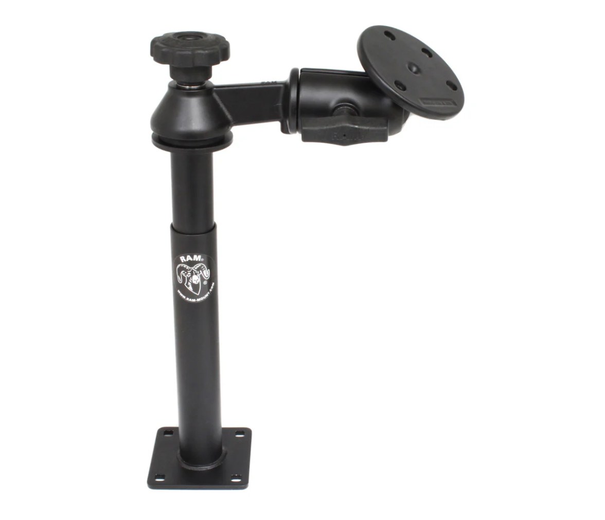 RAM Tele-Pole con 8" y 9" Poles, Brazo Oscilante Simple y Placa Redonda Grande