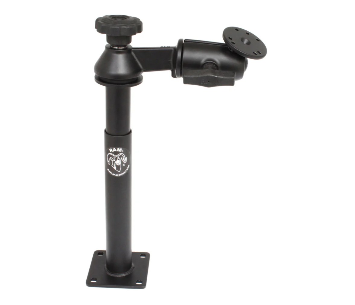 RAM Tele-Pole con 8" y 9" Poles, Brazo Oscilante Simple y Placa Redonda