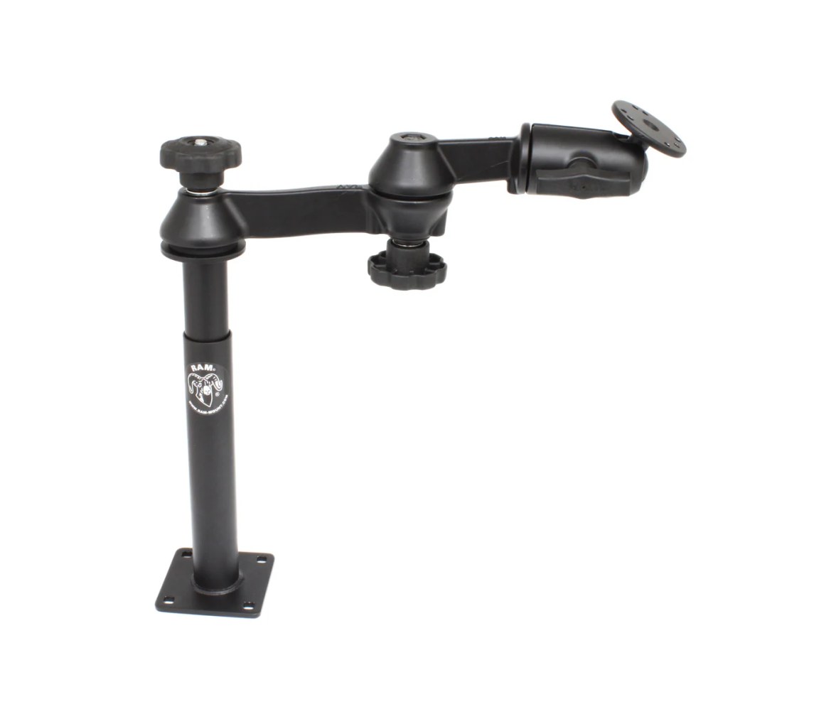 RAM Tele-Pole con 8" y 9" Poles, Brazos de Doble Oscilación y Placa Redonda