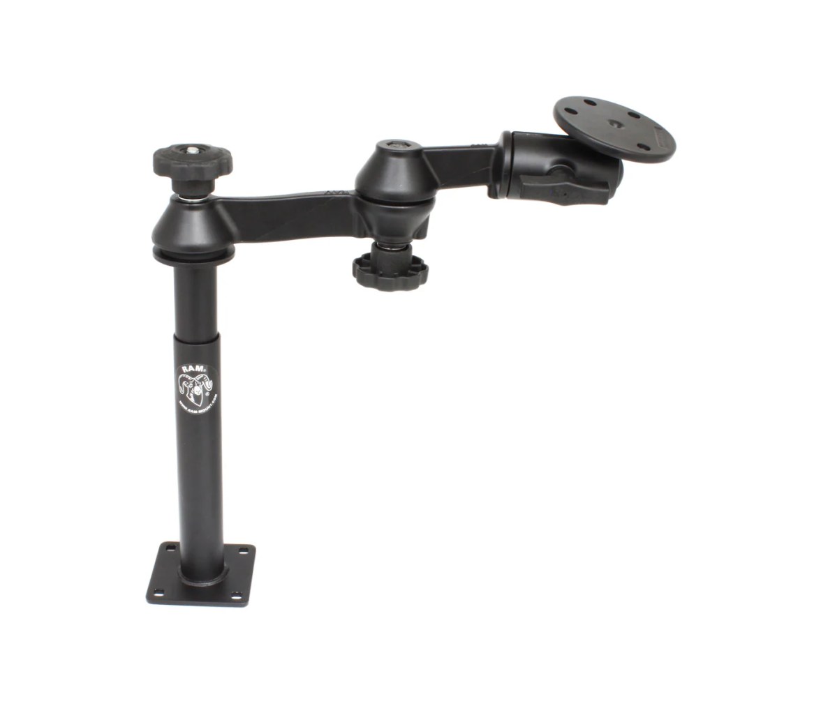 RAM Tele-Pole con 8" y 9" Poles, Brazos Oscilantes y Placa Redonda Grande