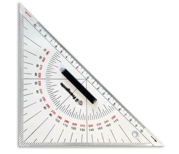 Regla Transportador Ángulos Triangular Bicolor 27cm