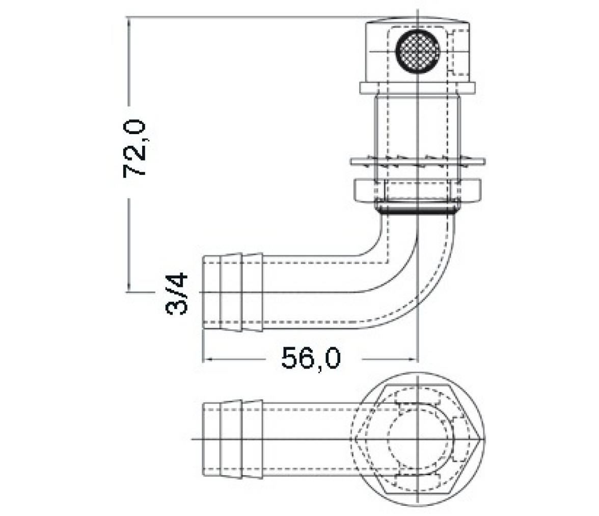 Respiradero Combustible acero inox angulo 90 grados 19 mm