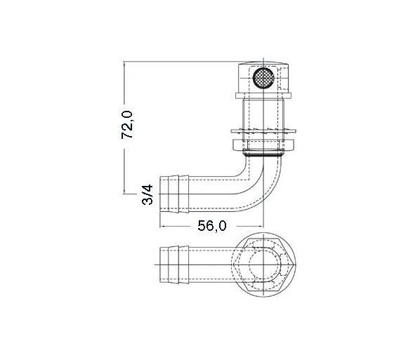 Respiradero Combustible acero inox angulo 90 grados 19 mm