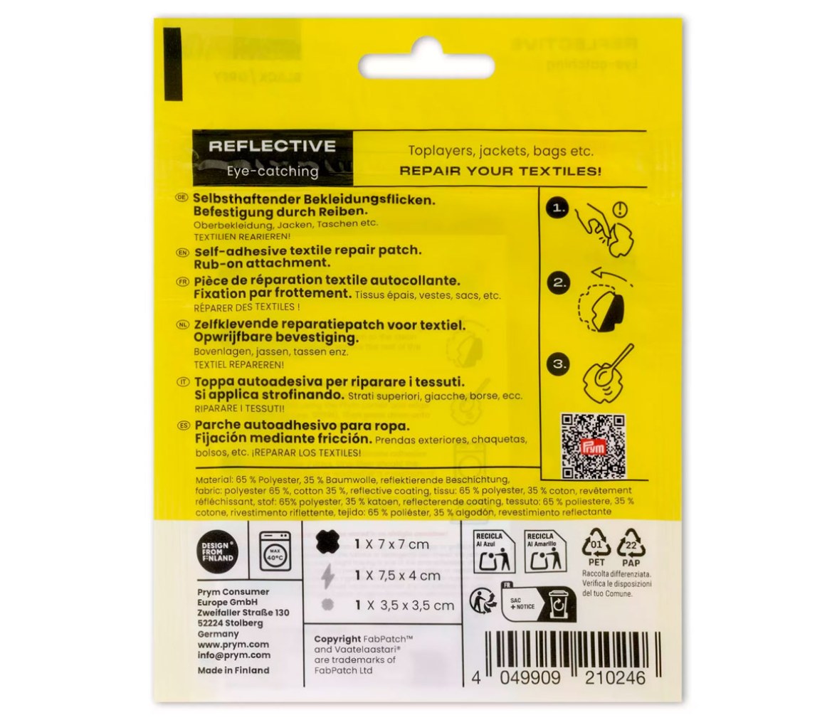 Rub-on Patch Reflective negro/gris