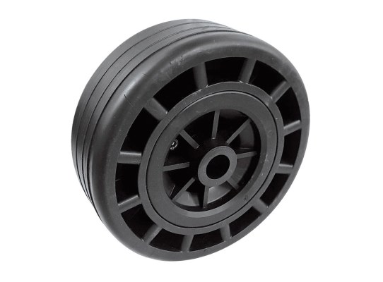 Wheels with technopolymer core and rubber exterior