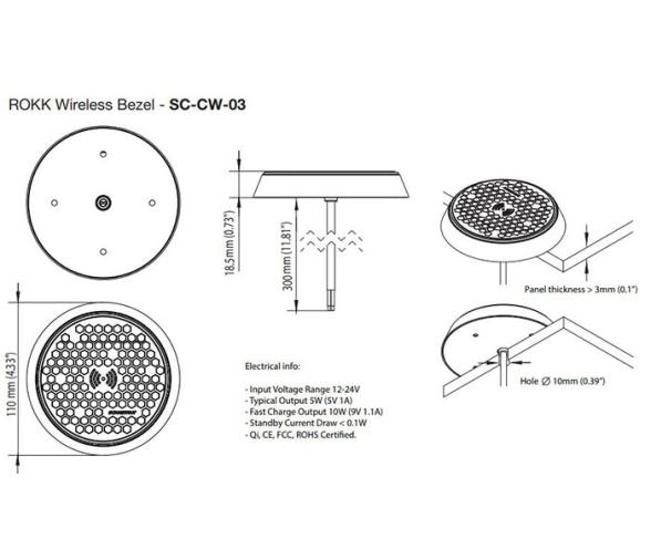 Scanstrut Cargador Bateria Inalambrico Bisel ROKK