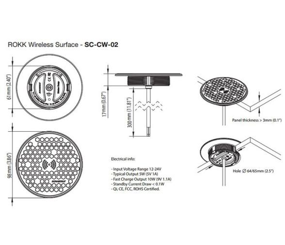 Scanstrut Cargador Bateria Inalambrico de Superficie ROKK