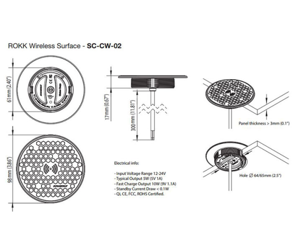 Scanstrut Cargador Bateria Inalambrico de Superficie ROKK