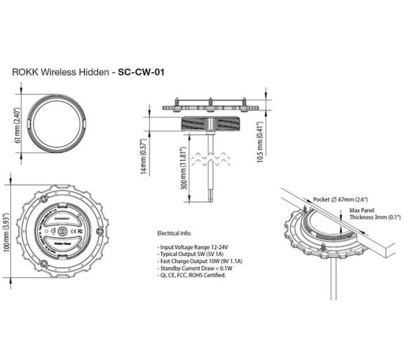 Scanstrut Cargador Bateria Inalambrico Oculto ROKK