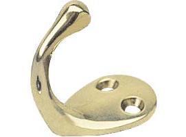 Large Brass Single Coat Hook 40mm
