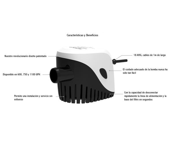 Seaflo Bomba Achique 600GPH Fotador Magnético