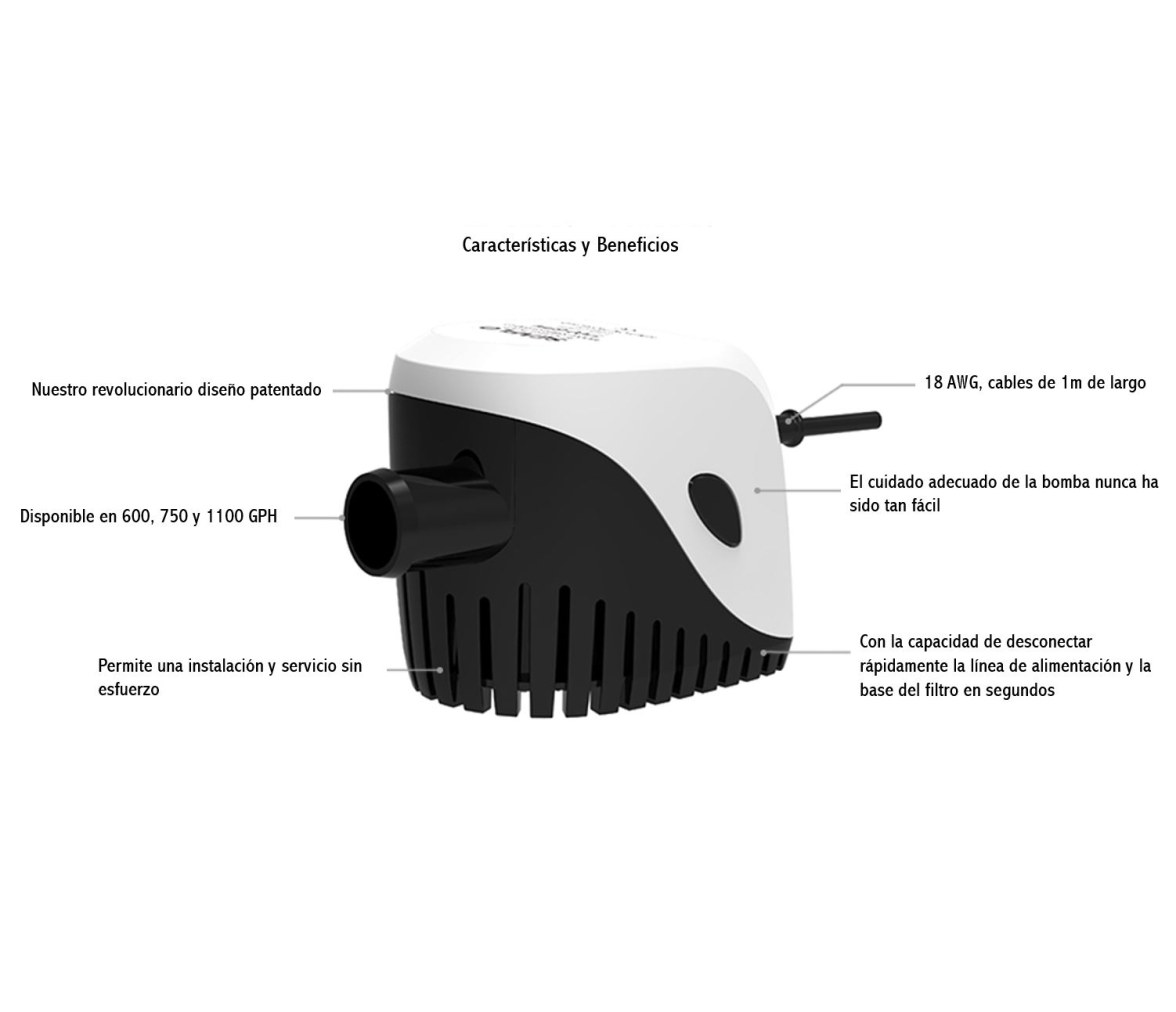 Bomba Achique 750GPH Fotador Magnético 24V