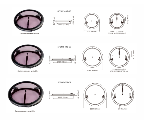 Seaflo Escotilla de cubierta Redonda - Serie 02 Negro
