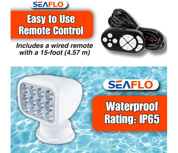 Seaflo Foco LED con control remoto por cable 2700LM