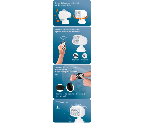 Seaflo Foco LED con control remoto sin cable 2700LM