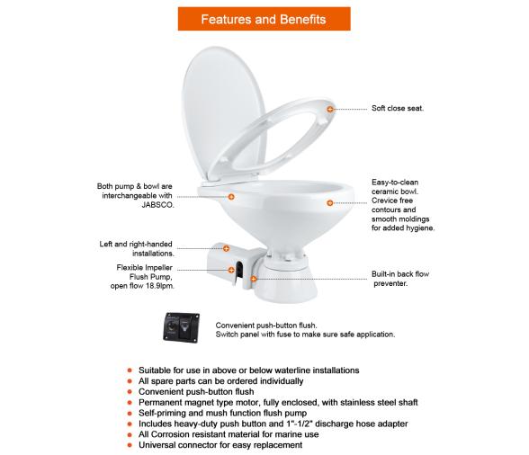 Seaflo Inodoro Electrico 12V Regular