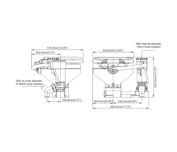 Seaflo Inodoro Eléctrico SFMTE1-02 Compacto