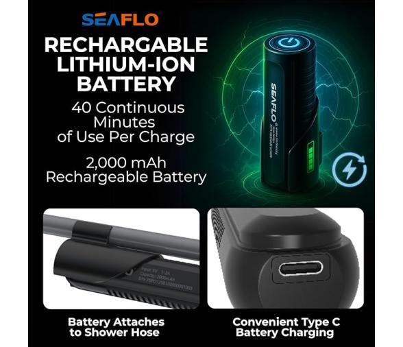 Seaflo Kit Portatil Ducha con Bateria Recargable