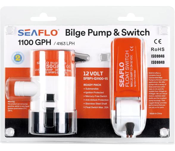 SEAFLO Pack Bomba de Achique Sumergible 1100 + Flotador
