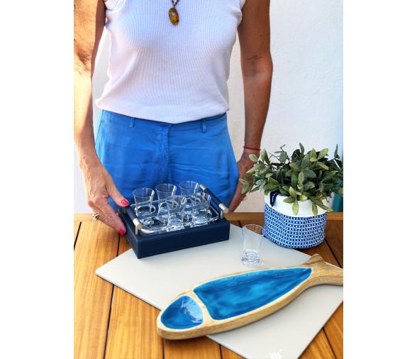 Set Bandeja Polipiel + Vasos Chupito, 6 uds. – Beige - Marine Business