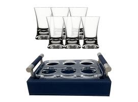 Set Bandeja Polipiel + Vasos Chupito, 6 uds. – Blue - Marine Business