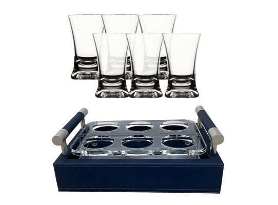 Set Bandeja Polipiel + Vasos Chupito, 6 uds. – Blue - Marine Business