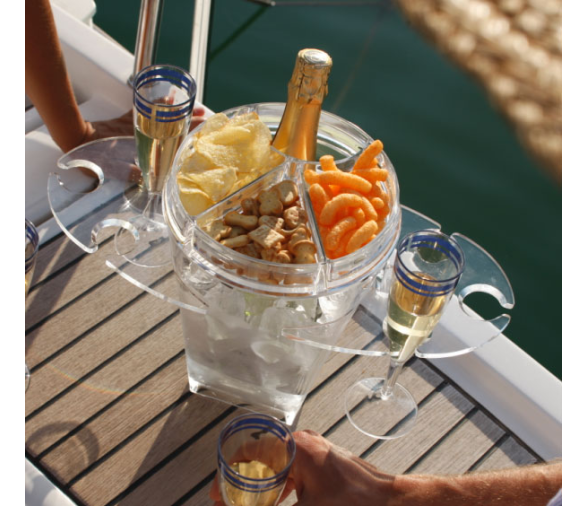 CHAMPAGNE BUCKET WITH APPETIZRE TRAY AND GLASS-HOLDER