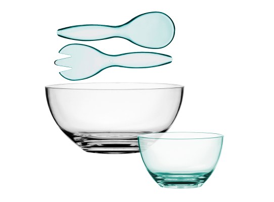 Salad bowl with serving cutlery + 6 Bahamas bowls set – Natural - Marine Busines