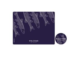 Set Individuales y Posavasos Antimicrobiales Fish Blue, 6 uds - Marine Business