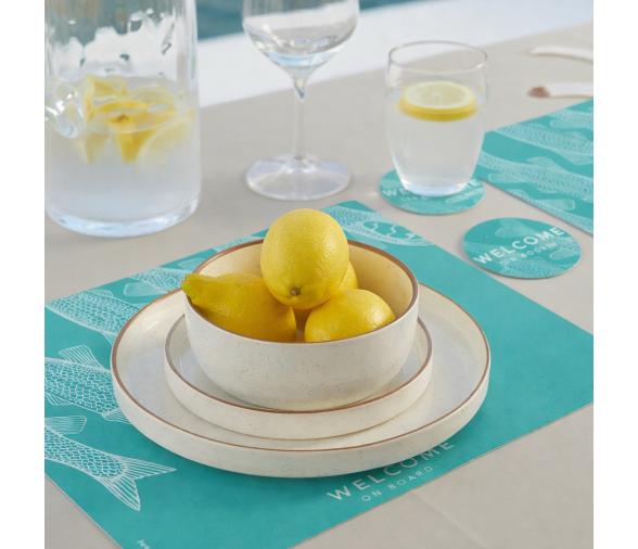 Individuales y Posavasos Antimicrobiales Fish Turquoise, 6uds - Marine Business