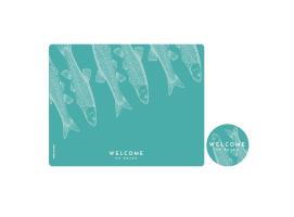Individuales y Posavasos Antimicrobiales Fish Turquoise, 6uds - Marine Business