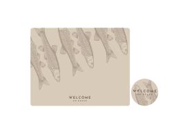 Set Individuales y Posavasos Antimicrobiales – Fish Beige, 6uds. - Marine Busine