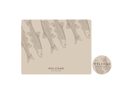 Set Individuales y Posavasos Antimicrobiales – Fish Beige, 6uds. - Marine Busine Set Individuales y Posavasos Antimicrobiales – Fish Beige, 6uds. - Marine Busine