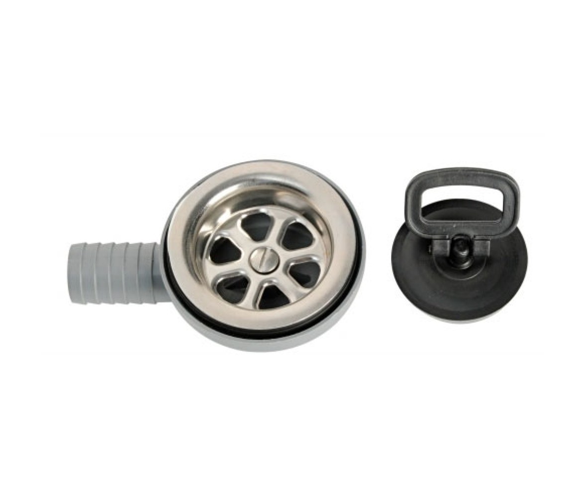 Sifon Descarga en Acero Inoxidable con Tapon