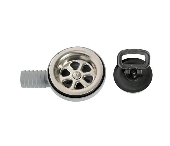 Sifon Descarga en Acero Inoxidable con Tapon