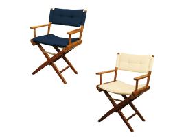 Silla plegable Acolchada en Teca y Latón