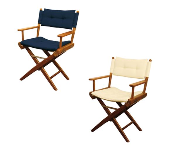 Silla plegable Acolchada en Teca y Latón