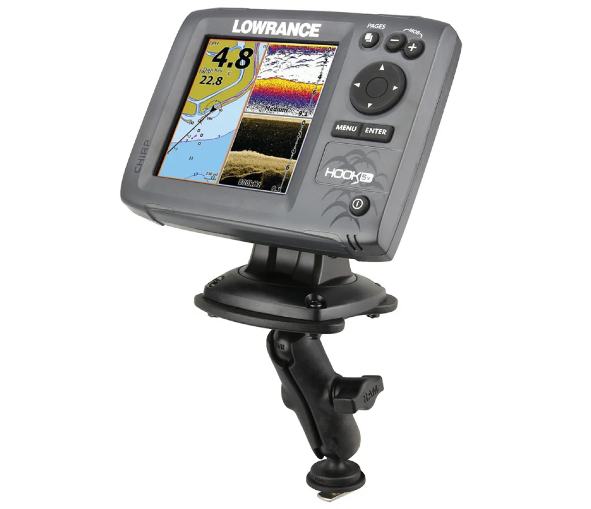 Soporte de bola de raíl compuesto para dispositivos Humminbird