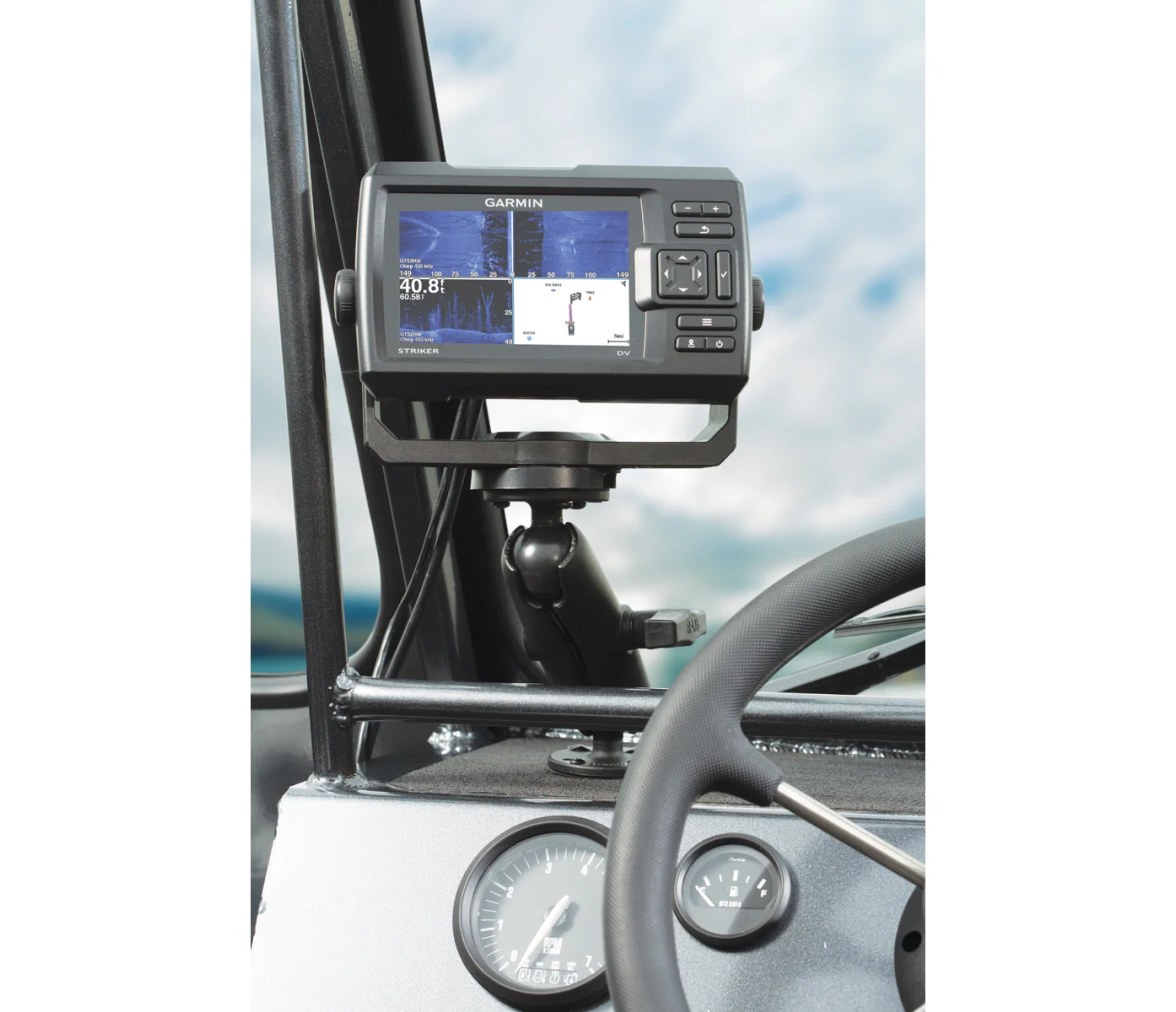 Soporte de bola doble RAM con hardware #8-32 para Garmin Fishfinder
