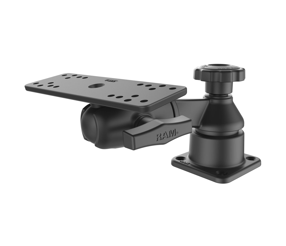 Soporte de Brazo Oscilante Horizontal de 6" con Bola y Rótula con Placa Rectangu